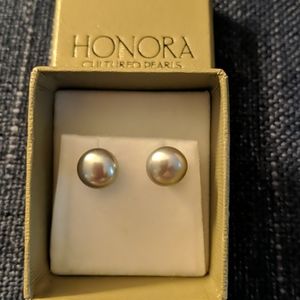 Honora Silver Pearl Earrings NWOT